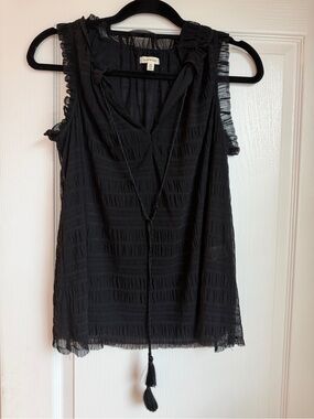 Black Sleeveless Ruffle Tie-Front Blouse - Max Studio